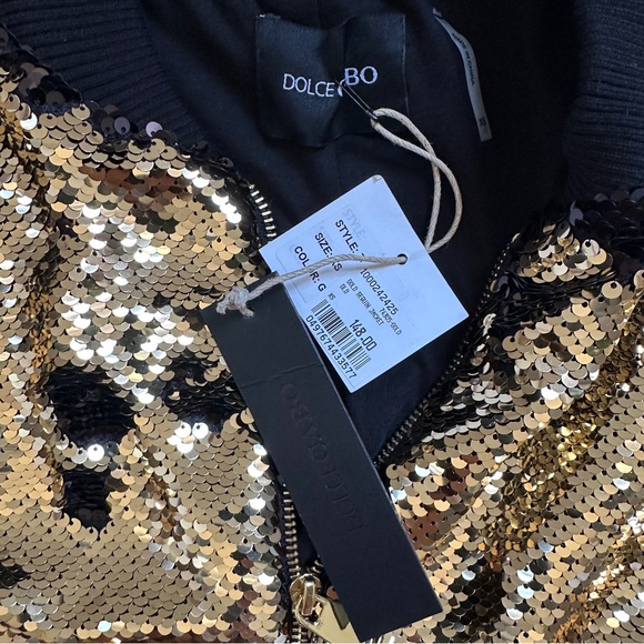 NWT. Dolce Cabo. Sequin Bomber jacket. GOLD. XS. - Picture 4 of 6